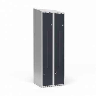 Garderobeskab 2x300 mm Skråt tag 2-delt søjle Z-dør Antracit dør Cylinderlås