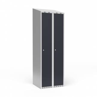 Garderobeskab 2x300 mm Skråt tag 1 rum i højden Antracit dør Cylinderlås