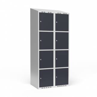 Garderobeskab 2x400 mm Skr&aring;t tag 4 rum i h&oslash;jden Antracit d&oslash;r Cylinderl&aring;s