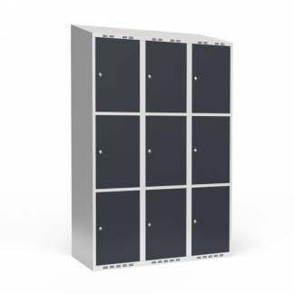 Garderobeskab 3x400 mm Skr&aring;t tag 3 rum i h&oslash;jden Antracit d&oslash;r Cylinderl&aring;s