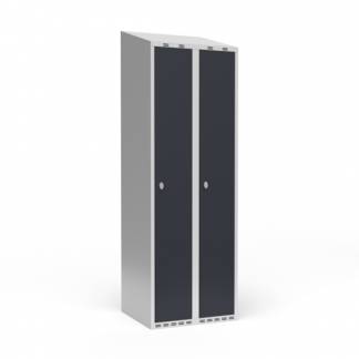 Garderobeskab 2x300 mm Skr&aring;t tag 1 rum i h&oslash;jden Antracit d&oslash;r Greb for h&aelig;ngel&aring;s