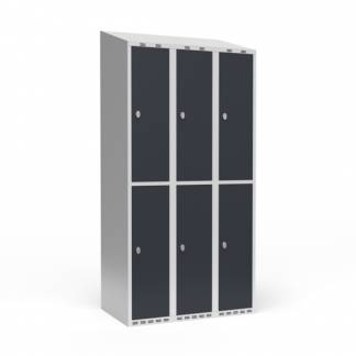 Garderobeskab 3x300 mm Skr&aring;t tag 2 rum i h&oslash;jden Antracit d&oslash;r Greb for h&aelig;ngel&aring;s