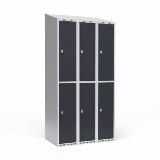 Garderobeskab 3x300 mm Skr&aring;t tag 2 rum i h&oslash;jden Antracit d&oslash;r Greb for h&aelig;ngel&aring;s