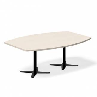 Konferencebord DNA, Birk 2000x1200 mm bådformet, Sort understel