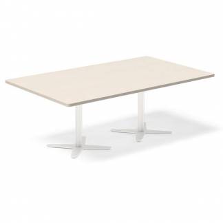 Konferencebord DNA, Birk 2000x1200 mm rektangul&aelig;rt, Hvid understel