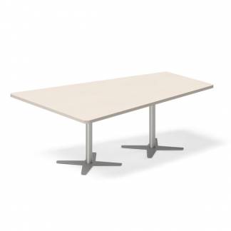 Konferencebord DNA, Birk 2000x1425 mm trapezformet, Alugr&aring; understel