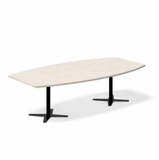 Konferencebord DNA, Birk 2600x1200 mm b&aring;dformet, Sort understel