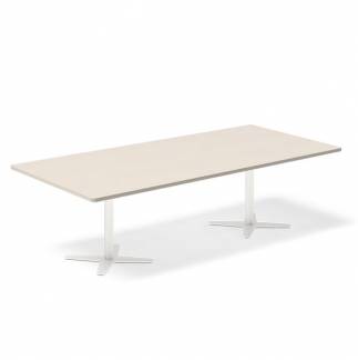 Konferencebord DNA, Birk 2600x1200 mm rektangul&aelig;rt, Hvid understel