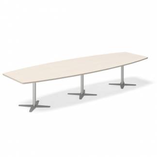 Konferencebord DNA, Birk 3800x1200 mm b&aring;dformet, Alugr&aring; understel