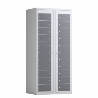 Tøjudleveringsskab 2x11 rum med lige tag og antracit døre med cylinderlås