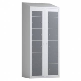 T&oslash;judleveringsskab 2x6 rum med skr&aring;t tag og antracit d&oslash;re med cylinderl&aring;s