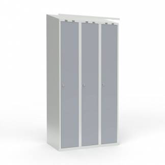 Skoleskab 3x300 Skr&aring;t tag 1 rum i h&oslash;jden Gr&aring; st&aring;ld&oslash;r Greb for h&aelig;ngel&aring;s