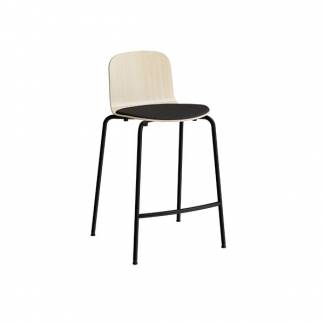 Barstol ADD Birk laminat, s&aelig;de i sort tekstil, sorte ben