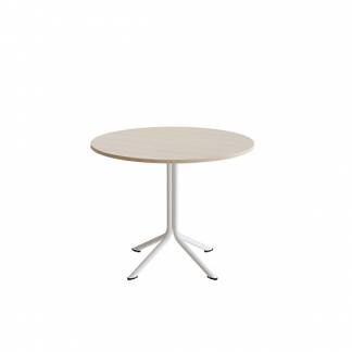 Bord Atlas 1133 &Oslash;900x720mm, Hvidpigmenteret eg med hvidt understel