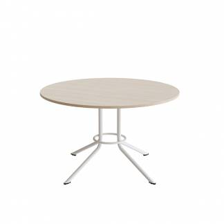 Bord Atlas 1133 &Oslash;1200x720mm, Hvidpigmenteret eg med hvidt understel