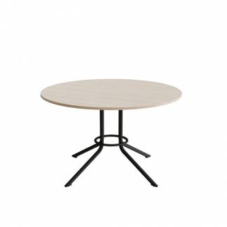 Bord Atlas 1133 &Oslash;1200x720mm, Hvidpigmenteret eg med sortoliven understel