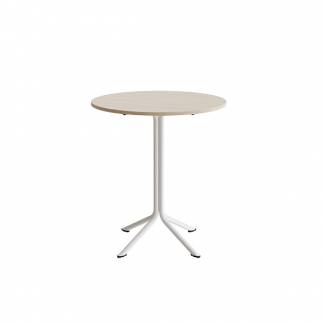 Bord Atlas 1133 Ø800x900mm, Hvidpigmenteret eg med hvidt understel