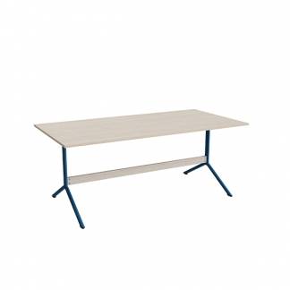 Bord Atlas 1134, 1800x900mm, højde 720, eg højtrykslaminat, blåt stel