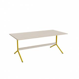 Bord Atlas 1134, 1800x900mm, højde 720, eg højtrykslaminat, gult stel