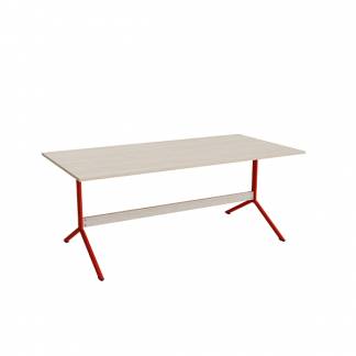 Bord Atlas 1134, 1800x900mm, højde 720, eg højtrykslaminat, rødt stel