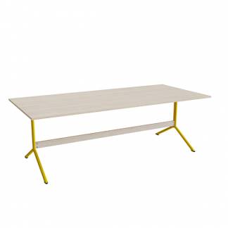 Bord Atlas 1134, 2200x1000mm, h&oslash;jde 720, eg h&oslash;jtrykslaminat, gult stel