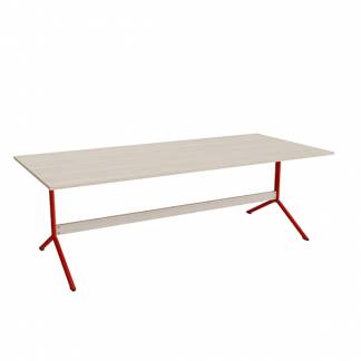 Bord Atlas 1134, 2200x1000mm, h&oslash;jde 720, eg h&oslash;jtrykslaminat, r&oslash;dt stel