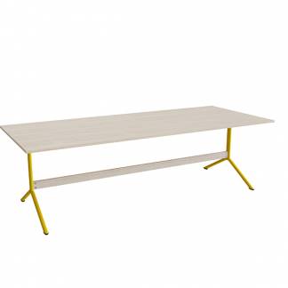 Bord Atlas 1134, 2400x1000mm, h&oslash;jde 720, eg h&oslash;jtrykslaminat, gult stel