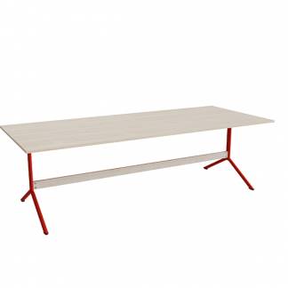 Bord Atlas 1134, 2400x1000mm, h&oslash;jde 720, eg h&oslash;jtrykslaminat, r&oslash;dt stel