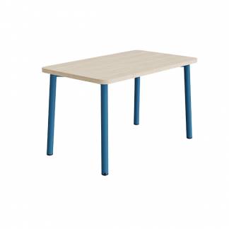 Bord Add 590, 1200x700 mm højde 720 mm med hvidpigmenteret eg, blåt stel