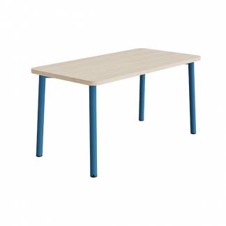 Bord Add 590, 1400x700 mm h&oslash;jde 720 mm med lydabsorberende hvidpigmenteret eg, bl&aring;t stel