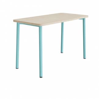 Bord Add 590, 1400x700 mm h&oslash;jde 900 mm med lydabsorberende hvidpigmenteret eg, turkis stel