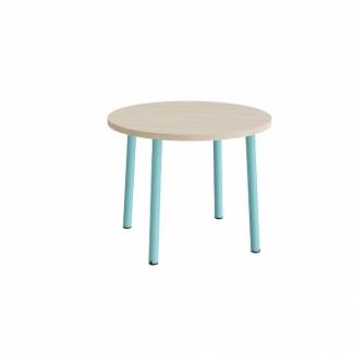 Bord Add 590, &Oslash;900 mm, h&oslash;jde 720 mm, hvidpigmenteret eg laminat p&aring; turkis stel