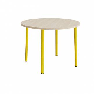 Bord Add 590, &Oslash;1200 mm, h&oslash;jde 900 mm, hvidpigmenteret eg laminat p&aring; gult stel