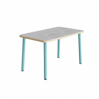 Bord Add 590, 1200x700 mm h&oslash;jde 720 mm med lys gr&aring; linoleum, turkis stel