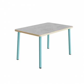 Bord Add 590, 1400x700 mm h&oslash;jde 720 mm med lys gr&aring; linoleum, turkis stel