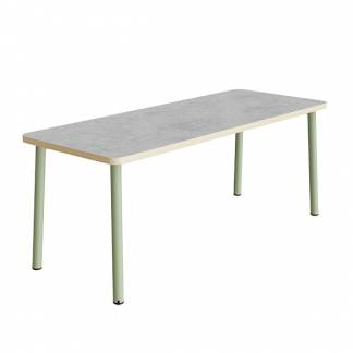 Bord Add 590, 1400x700 mm højde 900 mm med lys grå linoleum, grønt stel