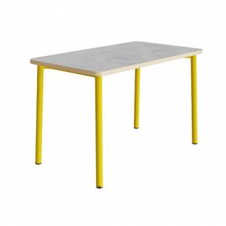 Bord Add 590, 1800x800 mm h&oslash;jde 720 mm med lys gr&aring; linoleum, gult stel