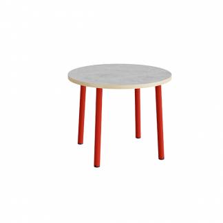 Bord Add 590, &Oslash;900 mm, h&oslash;jde 720 mm, lys gr&aring; linoleum p&aring; r&oslash;dt stel