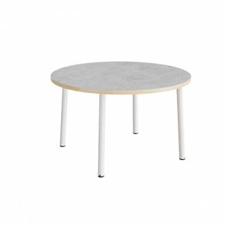 Bord Add 590, Ø1200 mm, højde 720 mm, lys grå linoleum på hvidt stel