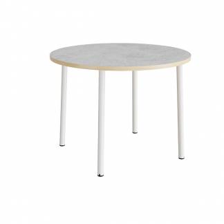 Bord Add 590, &Oslash;1200 mm, h&oslash;jde 900 mm, lys gr&aring; linoleum p&aring; hvidt stel