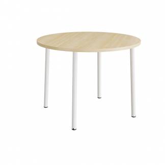 Bord Add 590, &Oslash;1200 mm, h&oslash;jde 900 mm, lydd&aelig;mpende birk laminat p&aring; hvidt stel