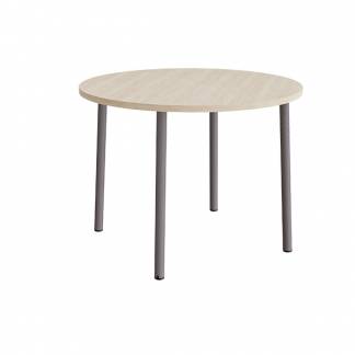 Bord Add 590, &Oslash;1200 mm, h&oslash;jde 900 mm, lydd&aelig;mpende hvidpigmenteret eg laminat p&aring; gr&aring;t stel