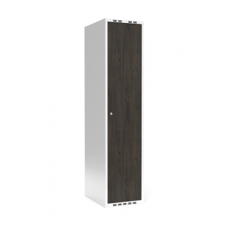 Garderobeskab 1x400 mm Lige tag Hel søjle Laminat dør Nocturne wood Cylinderlås