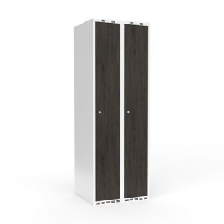 Garderobeskab 2x300 mm Lige tag Hel søjle Laminat dør Nocturne wood Cylinderlås