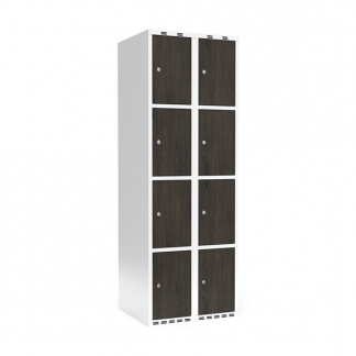 Garderobeskab 2x300 mm Lige tag 4-delt søjle Laminat dør Nocturne wood Cylinderlås