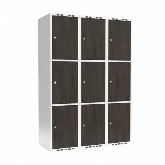 Garderobeskab 3x400 mm Lige tag 3-delt søjle Laminat dør Nocturne wood Cylinderlås