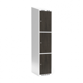 Garderobeskab 1x400 mm Skråt tag 3-delt søjle Laminat dør Nocturne wood Cylinderlås