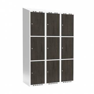 Garderobeskab 3x400 mm Skråt tag 3-delt søjle Laminat dør Nocturne wood Cylinderlås