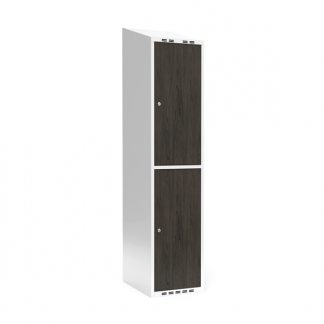 Garderobeskab 1x400 mm Skråt tag 2-delt søjle Laminat dør Nocturne wood Cylinderlås