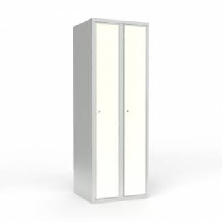 Skoleskab 2x300 Lige tag 1 rum i h&oslash;jden Hvid laminatd&oslash;r Cylinderl&aring;s